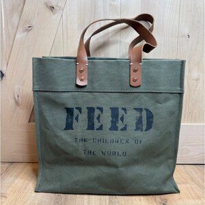 Feed Projects Canvas Market Tote Bag With Leather Handles